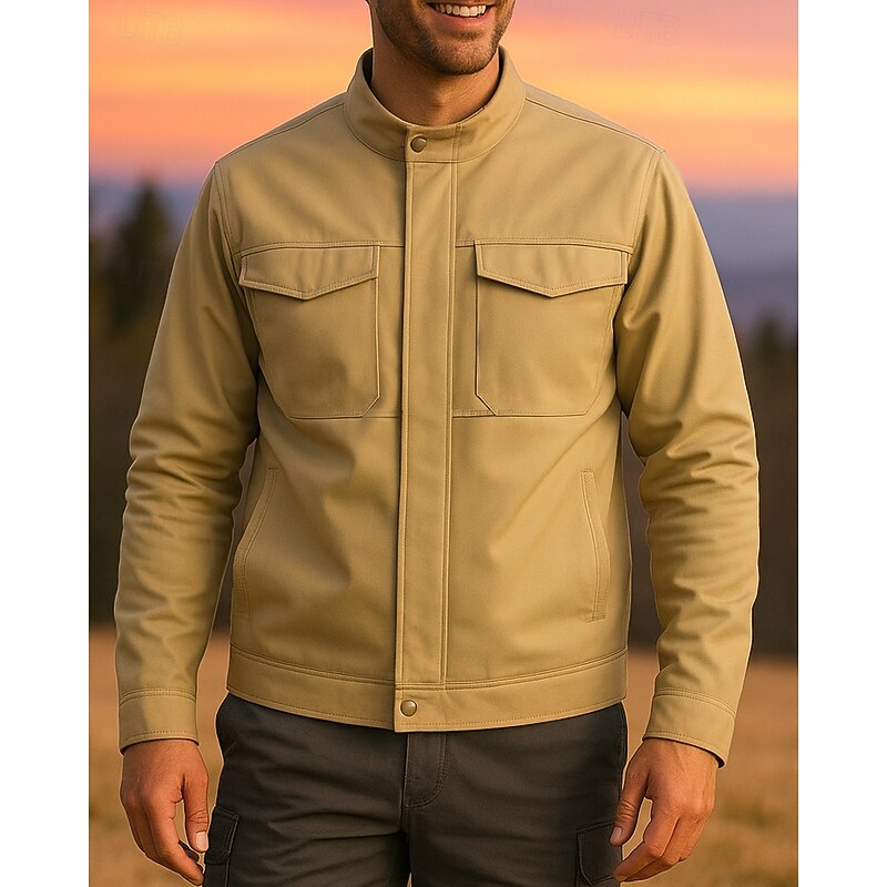 Men's Hiking Jacket Outdoor Waterproof Windproof Quick Dry Breathable Hiking Outfits Hiking Clothes Spring Autumn / Fall Jacket Hunting Fishing Climbing Solid Color Black Green Khaki