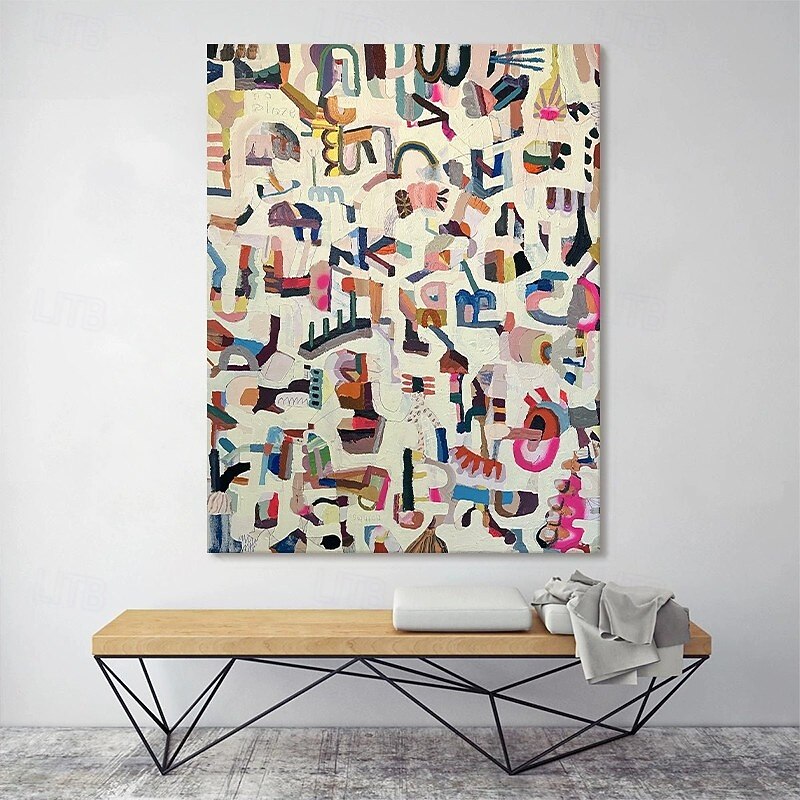 Handmade Oil Painting Canvas Wall Decoration Abstract Graffiti Color Block Art for Home Decor Stretched Frame Hanging Painting/Rolled Frameless Unstretched Painting3