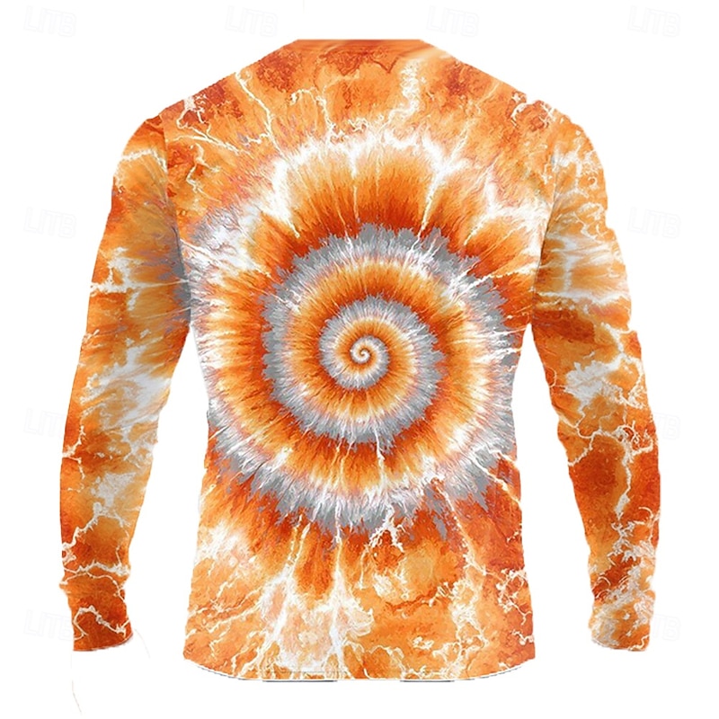 Men's Geometric Tie Dye T Shirt Long Sleeve T shirt 3D Print Crew Neck Shirt Fashion Exaggerated Street Casual Daily Yellow Blue Purple Summer Spring Fall Clothing Apparel S M L XL XXL XXXL2