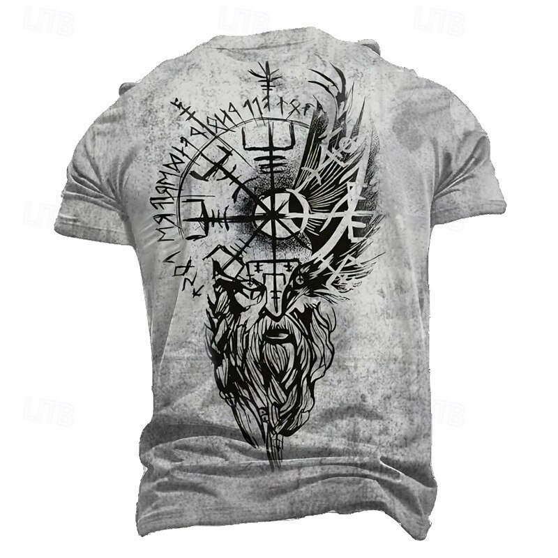 Men's Viking T Shirt Short Sleeve T shirt 3D Print Crew Neck Shirt Retro Vintage Gothic Street Casual Daily Black Red Blue Summer Spring All Seasons Clothing Apparel S M L XL XXL XXXL2
