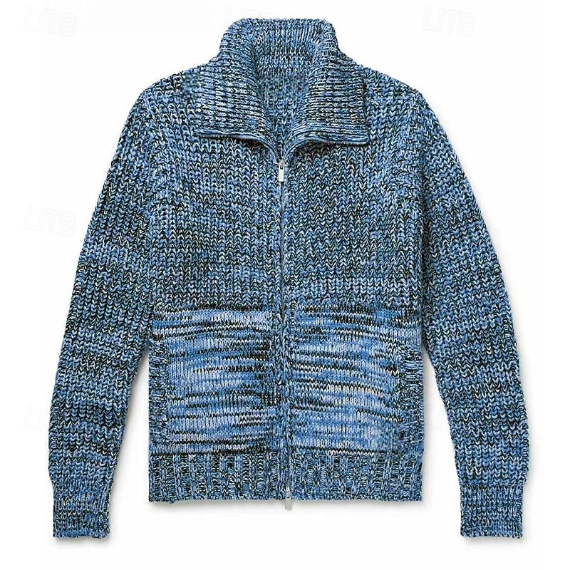 Men's Sweater Cardigan Sweater Ribbed Knit Regular Tops Knitted Plain Fold-over Collar Vacation Fashion Casual Daily Wear Clothing Apparel Spring &  Fall Black Red M L XL4