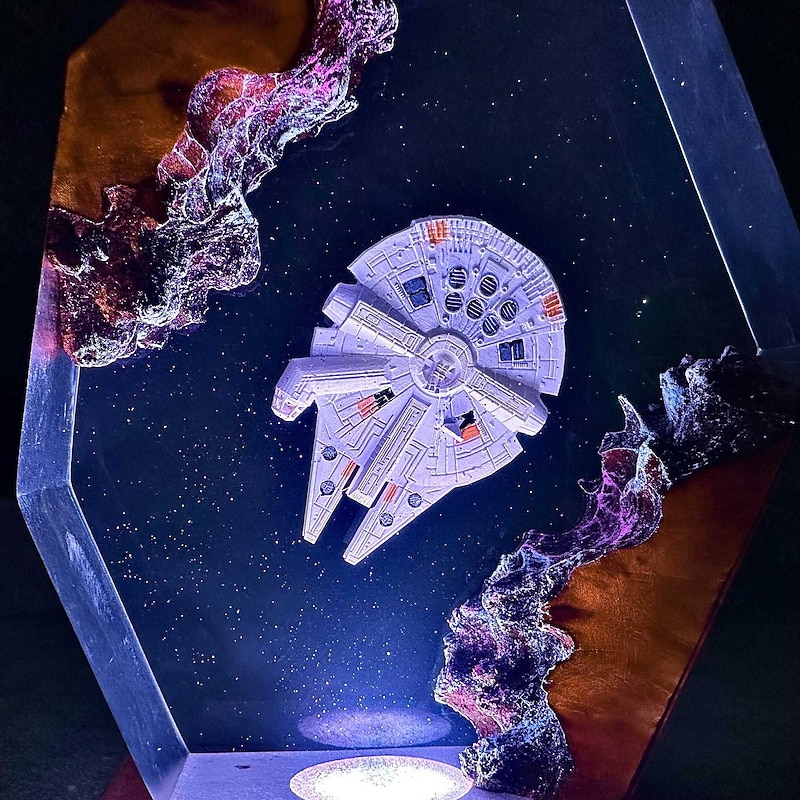 Galaxy Night Light, Space Ship Lamp, Epoxy, Resin Lamp, Personalization Gift4