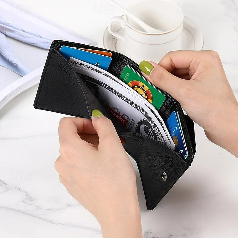Folding Mini Wallet Japanese Style Litchi Texture Women Card Holder Coin Purse Compact Small Wallet for Students Stylish and Practical Everyday Use4