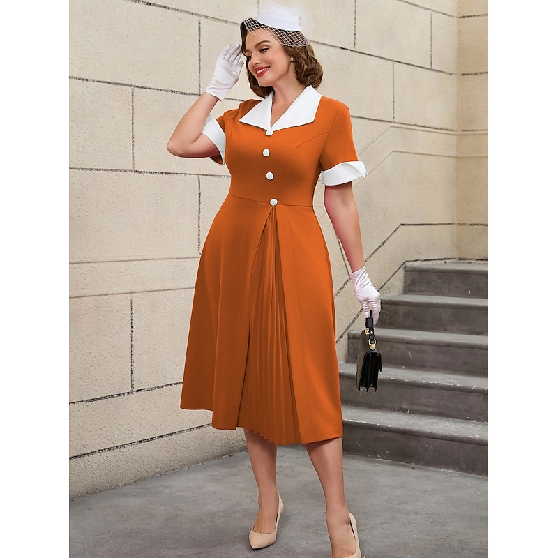 Retro Vintage 1950s Rockabilly Midi A Line Dress Flare Dress Plus Size A-Line Fancy Dress Women's Vacation Homecoming Party & Evening Adults Dress Spring & Summer3