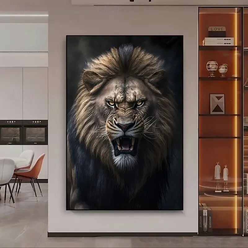 1 Piece Frameless Canvas Poster Modern Angry Lion Wall Art Bedroom And Living Room Decoration Large Size4