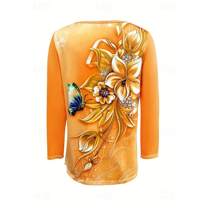 Women's T Shirt V Neck Long Sleeve Tunic Floral Graphic Geometric Bohemia Vintage Tropical Short Sleeve Regular Tops Daily Going out Weekend Print Yellow Red Blue off-white Gray Summer Spring2