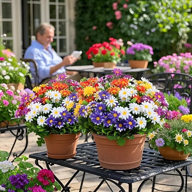 10 outdoor artificial flowers plastic flower decorations daisy simulation bouquets UV resistant artificial flower shrubs home hotel office wedding party family garden porch farmhouse decorat2