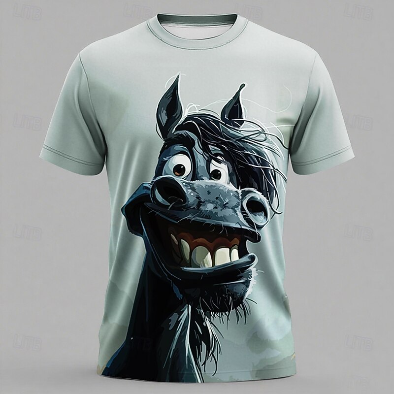 Men's Animal Character Funny T Shirt Short Sleeve T shirt 3D Print Crew Neck Shirt Fashion Exaggerated Daily Party Street Casual Black 1 Black 3 Black 2 Summer Spring All Seasons Clothing Apparel S M