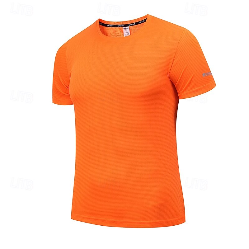 Men's Performance Shirt Sport Tee Shirt Short Sleeve Crew Neck Top Outdoor Quick Dry Sweat wicking anti-odor Breathable Polyester Black White Yellow Tennis Golf Running4