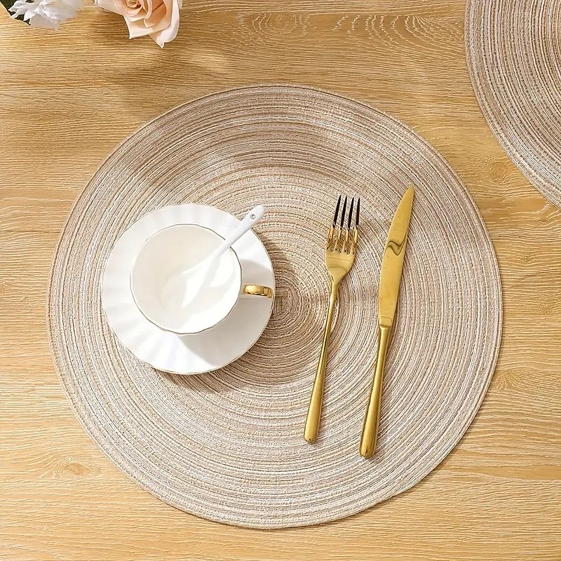6-Pack Round Woven Placemats, 15-Inch Washable Non-Slip Dining Table Mats, Durable Home Decor Table Settings for Kitchen and Dining Room3