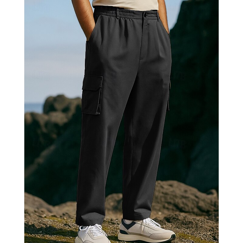 Men's Cargo Pants Hiking Pants Trousers Hiking Rain Pants Outdoor Regular Fit Waterproof Windproof Bottoms Pocket Black Army Green Cotton Camping / Hiking Running S M L XL XXL4