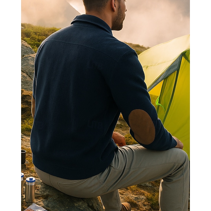 Men's Casual Sweatshirt Long Sleeve Henley Collar Top Outdoor Warm Winter Polyester Black White Army Green Tennis Golf Running2