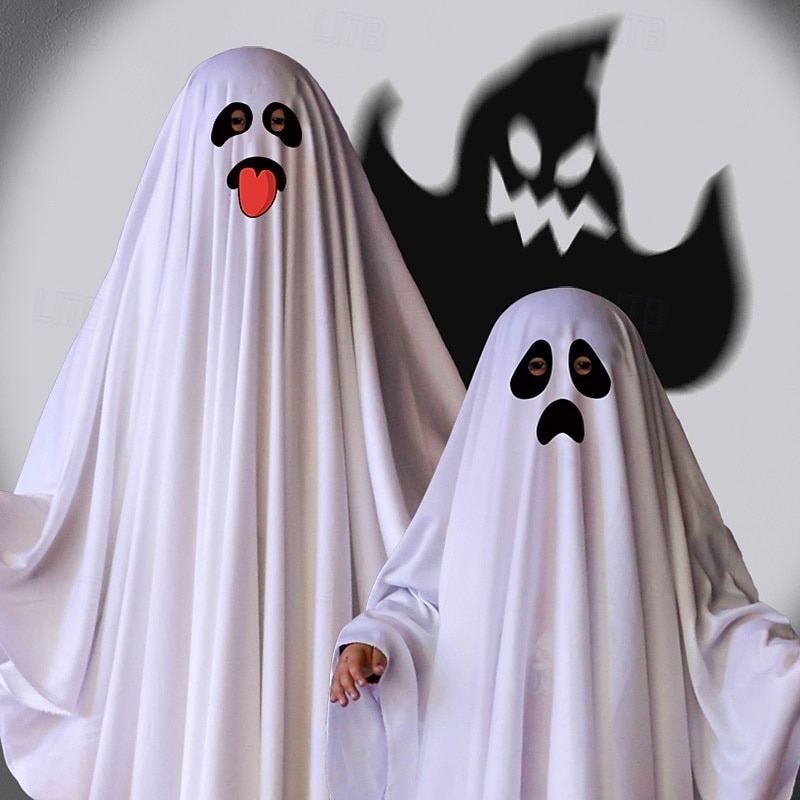 White Sheet Ghost Halloween Cape Costume Horror Scary Costume Kid's Adults' Unisex Halloween Carnival Performance Party Easy Halloween Costumes Dress Up2