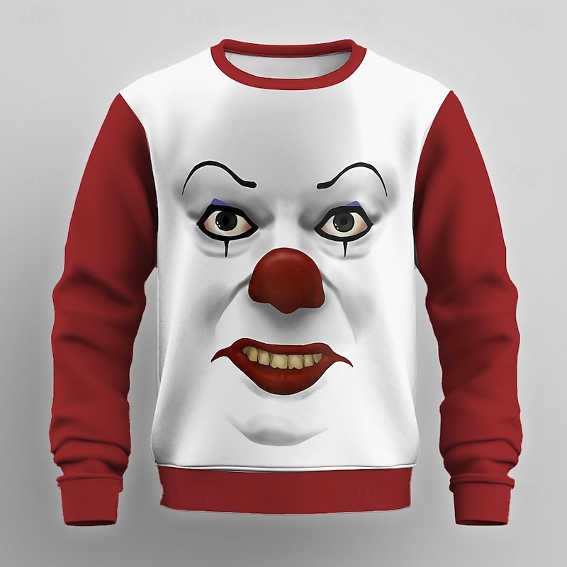 Men's Cartoon Clown Sweatshirt Sweatshirt Long Sleeve Sweatshirt Crew Neck Fashion Cool Daily 3D Print Party Streetwear All Seasons