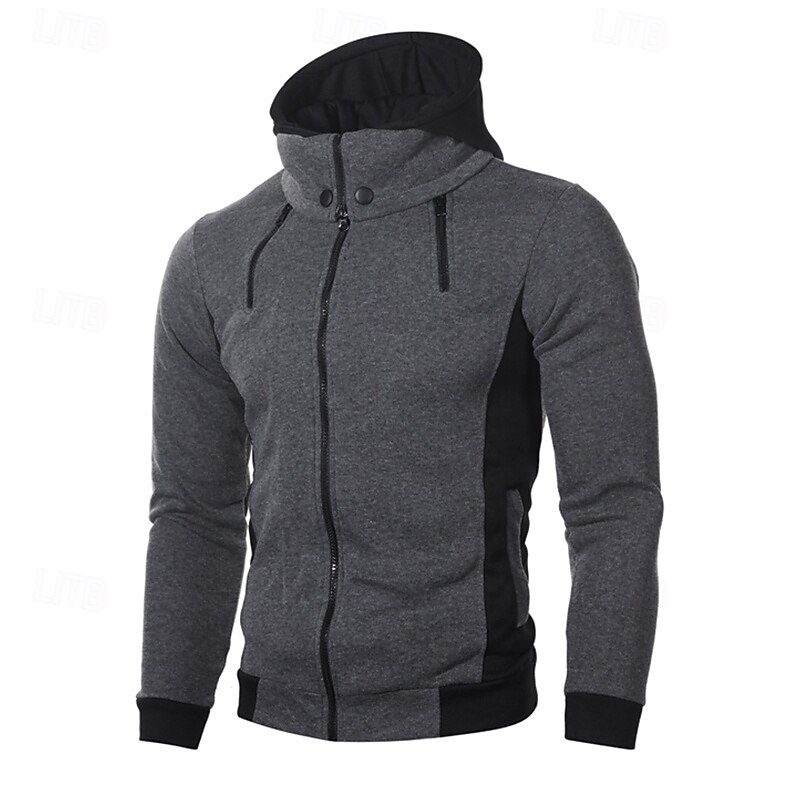 Men's Hoodie Sweatshirt Full Zip Hoodie Light Grey Dark Gray Beige Hooded Color Block Pocket Sports & Outdoor Daily Streetwear Basic Casual Workout Fall Clothing Apparel Hoodies Sweatshirts3