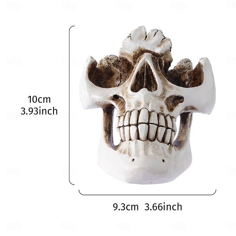 Halloween Resin Skull Eyeglasses Holder Stand, Vintage-Style Skeleton Head Display for Home, Hotel, Store Window, and Spooky Holiday Decorations2