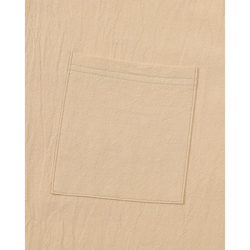 Men's Shirt Linen Shirt Casual Shirt Button Up Shirt Cotton Shirt Plain Vacation Hawaiian Black White Yellow Navy Blue Long Sleeve Band Collar Spring Fall Clothing Apparel Pocket3