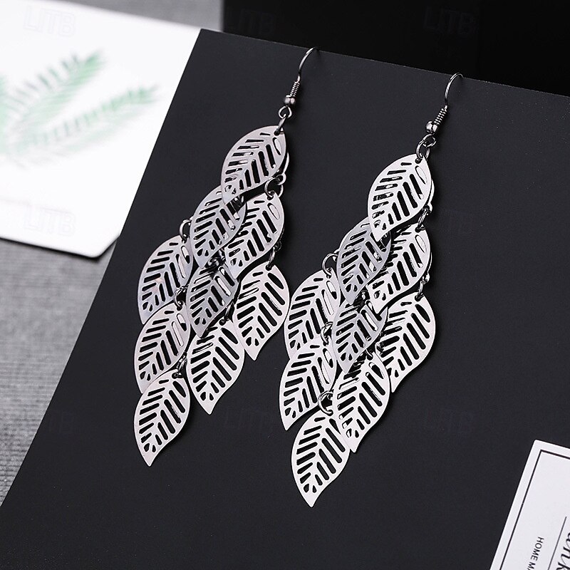 Drop Earrings Classic Leaf Earrings Jewelry Silver / Black / Gold For Wedding Valentine's Day Halloween Gift Daily3
