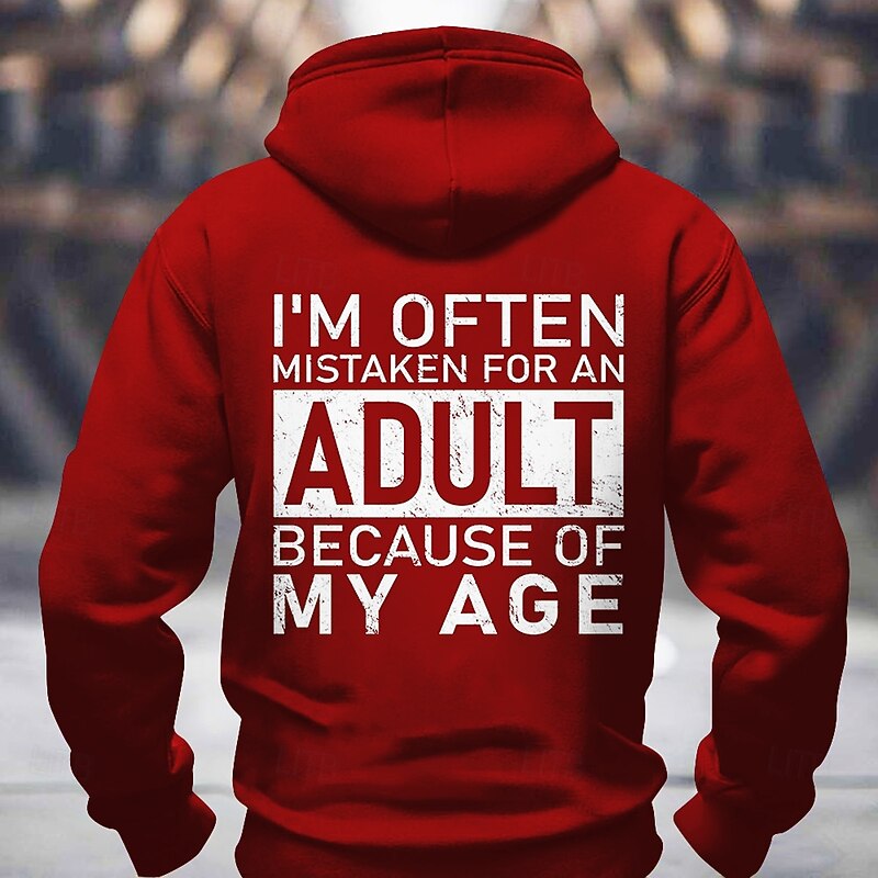 Men's Funny Graphic Tee: 'Mistaken for an Adult Because of My Age' - Ironic Lifestyle Quote Shirt