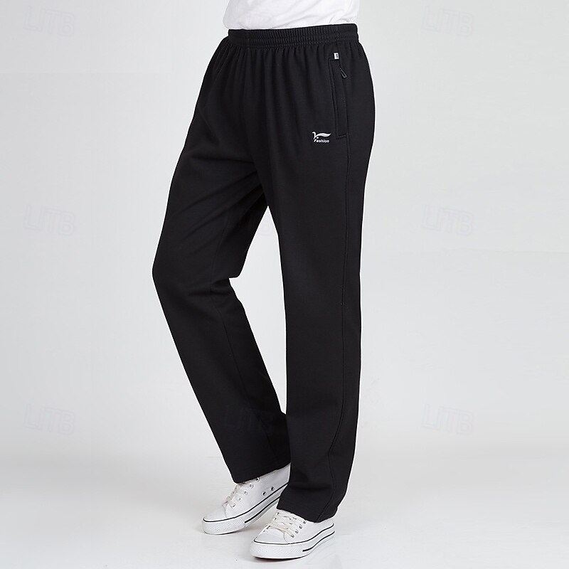 Men's Sweatpants Joggers Trousers Casual Pants Straight Leg Sweatpants Elastic Waist Drawstring Zipper Pocket Solid Colored Comfort Full Length Outdoor Daily Running Fashion Simple Black Blue2