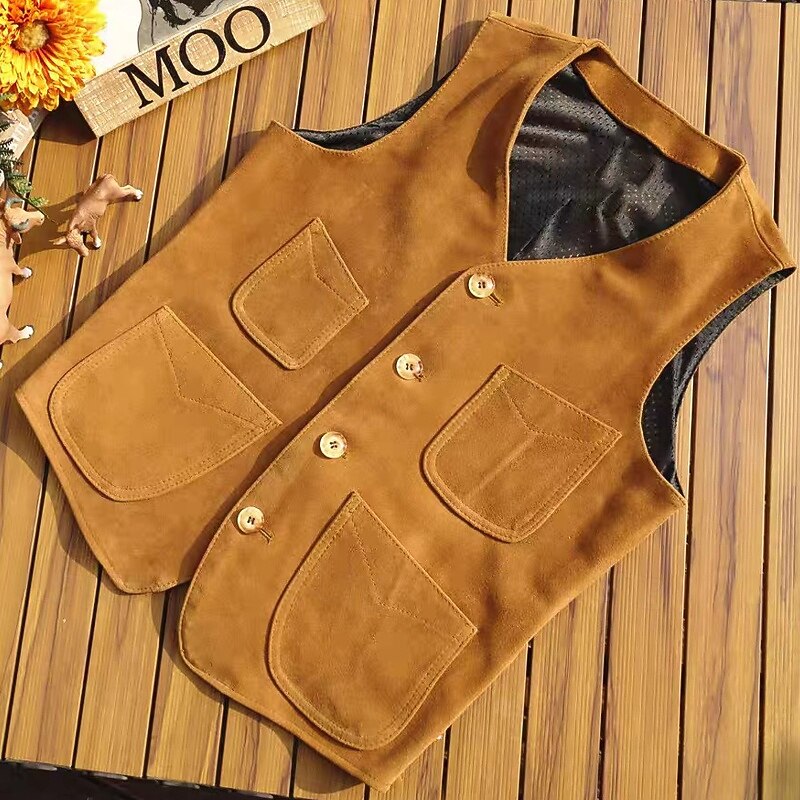 Men's Vest Gilet Outdoor Daily Fashion Casual Spring Fall Pocket Buttons Polyester Comfortable Plain Single Breasted One-button V Neck Regular Fit Brown Vest2