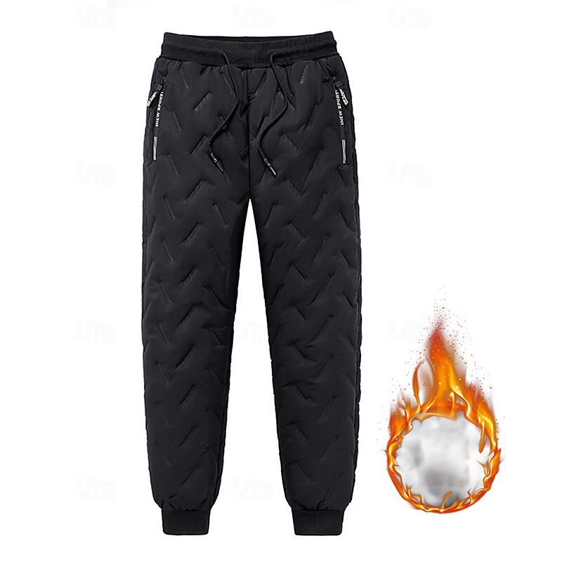 Men's Fleece Sweatpants Winter Outdoor Regular Fit Thermal Warm Bottoms Drawstring Elastic Waist Black Grey Cotton Camping / Hiking Running S M L XL XXL4