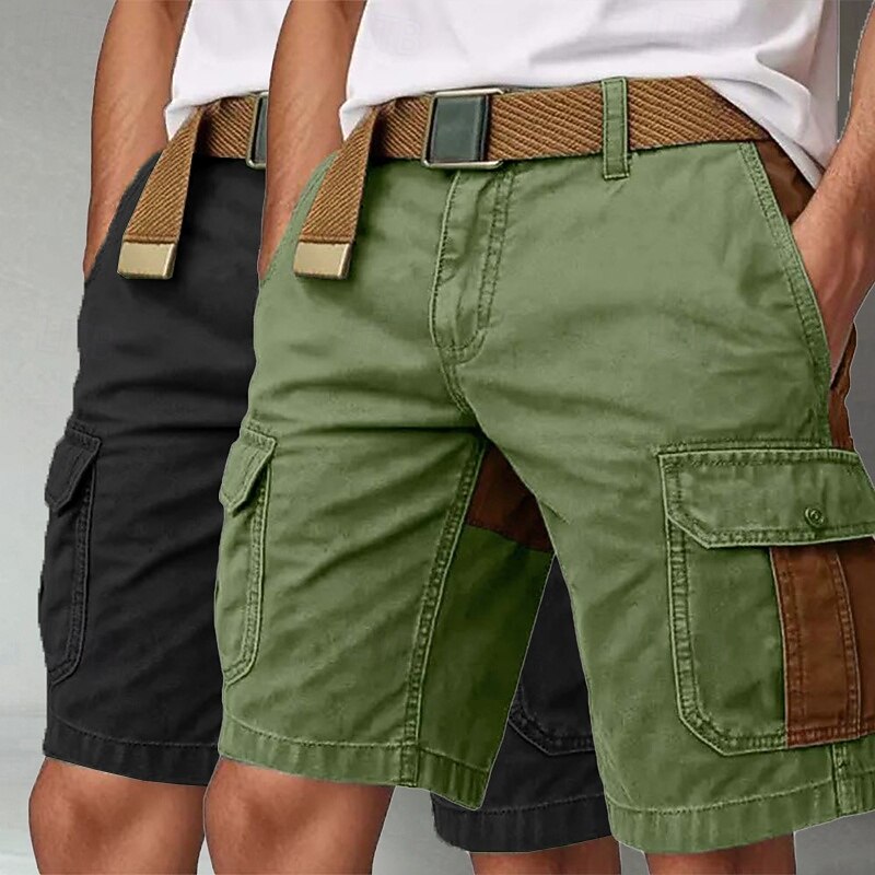 Men's Cargo Shorts Outdoor Shorts Shorts Beach Shorts Casual Shorts Patchwork Elastic Waist Multi Pocket Color Block Wearable Moisture Wicking Knee Length Outdoor Casual Daily Vacation Fashion2