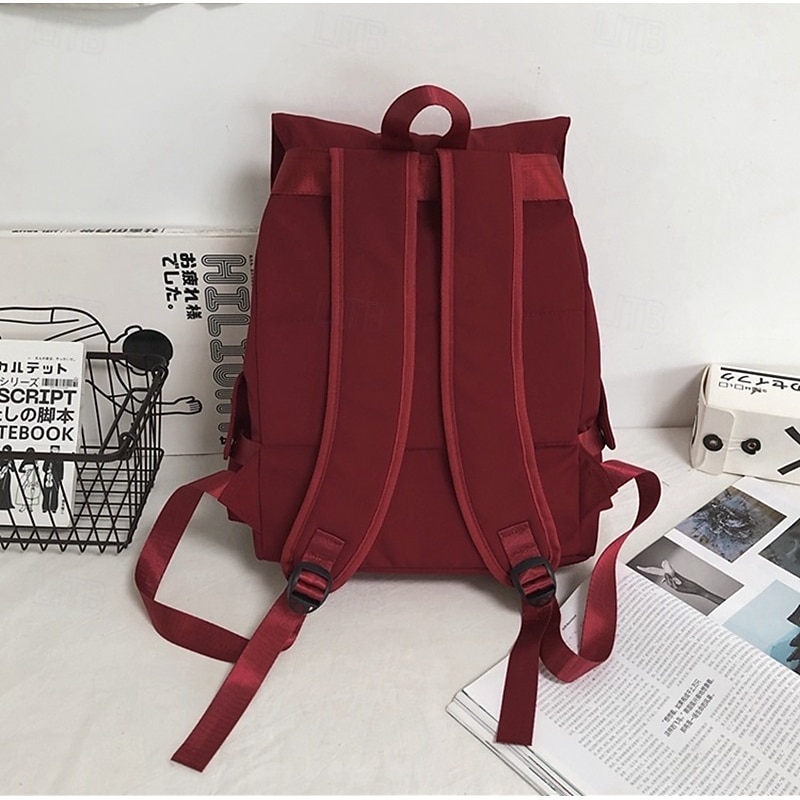 Unisex Canvas Backpack for Couples – Korean Style Casual Travel School Bag with Drawstring and Buckle Flap for Men and Women4