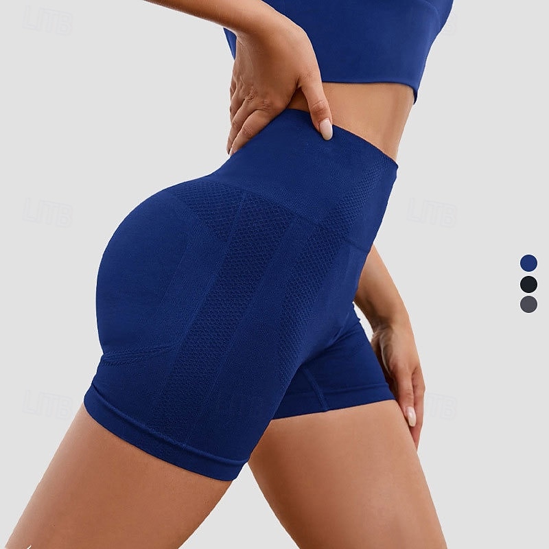 Women's Biker Shorts Workout Shorts Tummy Control High Waist Gym Volleyball Workout Bottoms Solid Color Black Blue Gray Spandex Sports Activewear Compression