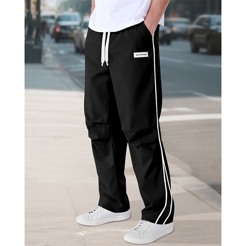 Men's Tech Pants Trousers Casual Pants Pocket Elastic Waist Drawstring Patchwork Comfort Sports Outdoor Daily Fashion Casual Black Army Green Micro-elastic