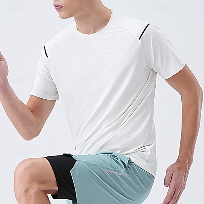 Men's Performance Shirt Sport Tee Shirt Short Sleeve Crew Neck Top Outdoor Quick Dry Sweat wicking anti-odor Breathable Polyester Black White Blue Fishing Tennis Running2