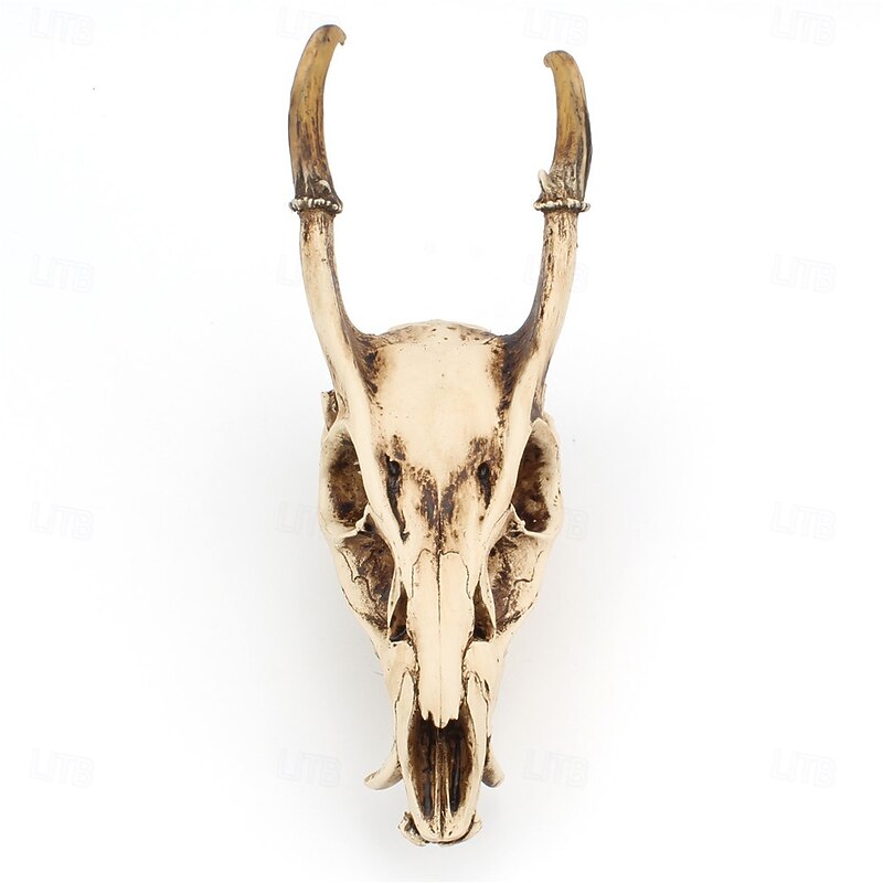 Halloween Statue Vintage Realistic Goat Skull Figurine Gothic Viking Style Animal Decor for Desktop Bar Study Room Party Spooky Resin Decoration Ornament Piece2