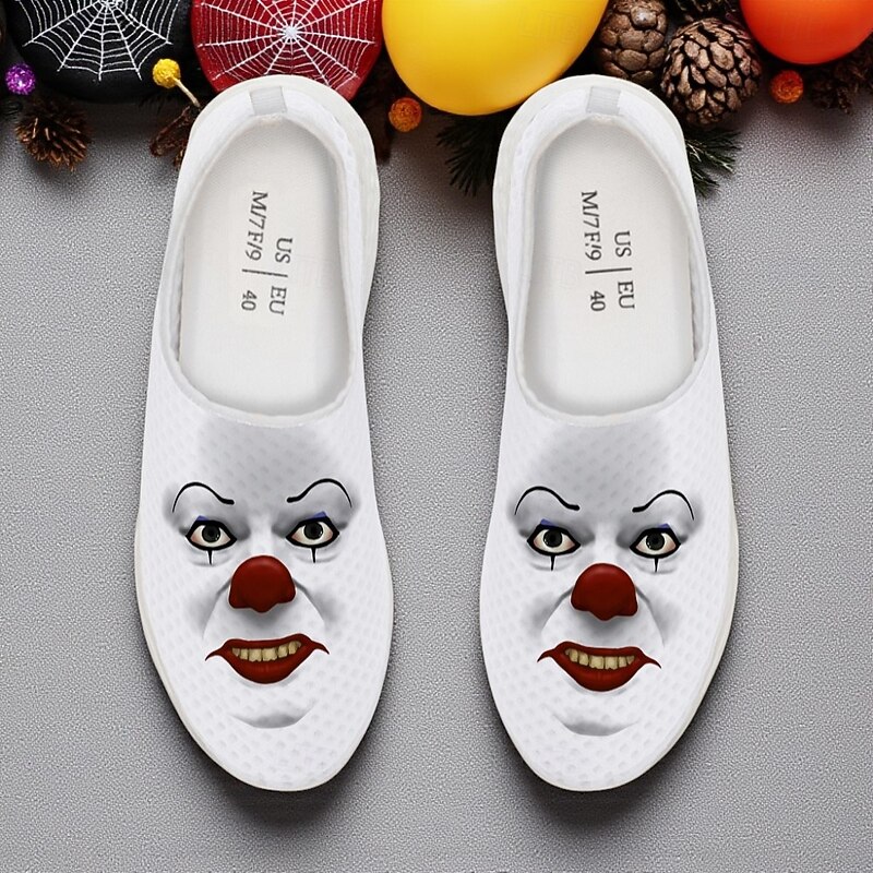Men's Breathable Mesh Slip-On Sneakers with Scary Clown Print – Lightweight Casual Athletic Shoes for Halloween, Parties and Streetwear4