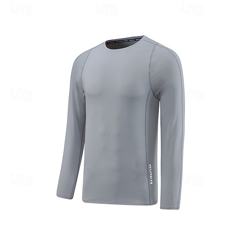 Men's Performance Shirt Sport Tee Shirt Long Sleeve Crew Neck Top Outdoor Quick Dry Sweat wicking anti-odor Breathable Nylon Black Light Green Red Fishing Tennis Running4