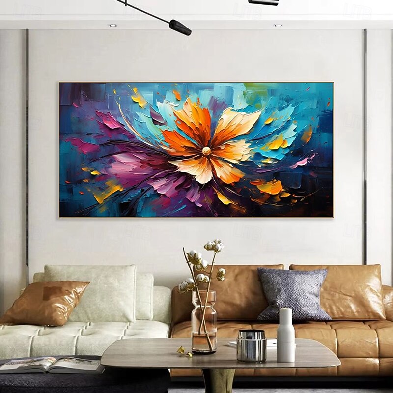 Handmade Oil Painting Canvas Wall Art Decoration Modern Abstract Knife Painting Flowers for Living Room Home Decor Stretched Frame Hanging Painting/Rolled Frameless Unstretched Painting4