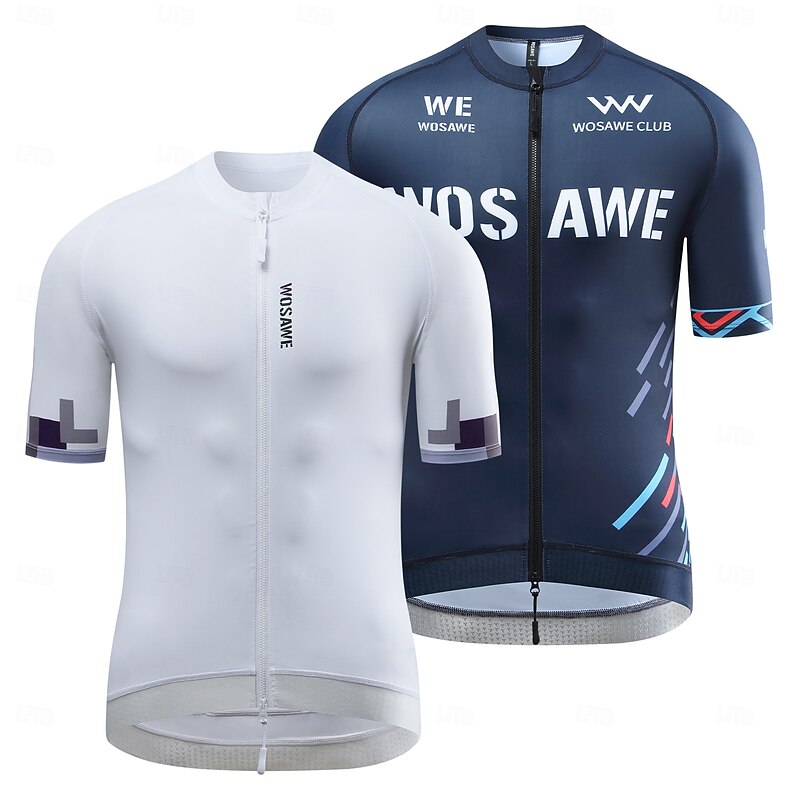 WOSAWE Spring Summer Men's Cycling Short Sleeve Printed Top Road Bike Quick Dry Breathable Cycling Jersey Short Sleeve BD271