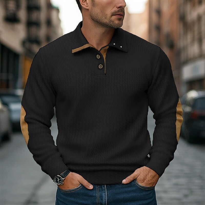 Men's Sweatshirt Pullover Button Up Hoodie Black White Blue Khaki Gray Lapel Plain Patchwork Sports & Outdoor Casual Daily Streetwear Cool Sportswear Spring &  Fall Clothing Apparel Hoodies3