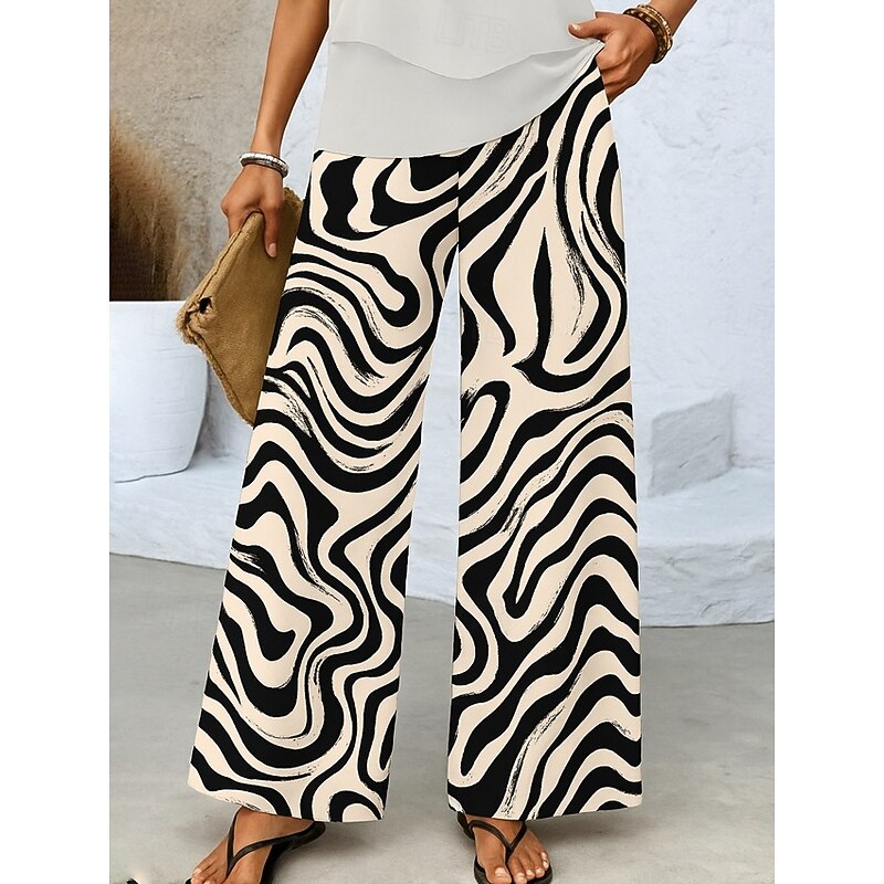 Women's Culottes Wide Leg Vacation Vintage Ethnic Style Long High Waist Floral Graphic Abstract Quick Dry Breathability Soft Inelastic Formal Outdoor Vacation Black White Blue Khaki Summer Spring3