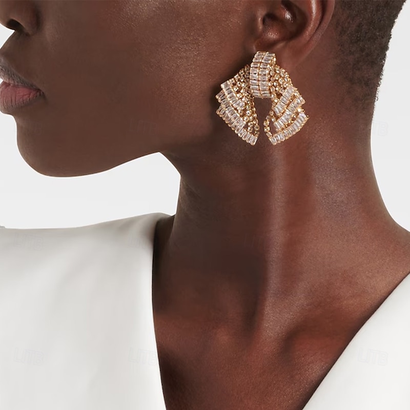 Women's Stud Earrings Layered Precious Bowknot Fashion Unique Design Imitation Diamond Earrings Jewelry Golden For Wedding Christmas Party Holiday 1 Pair