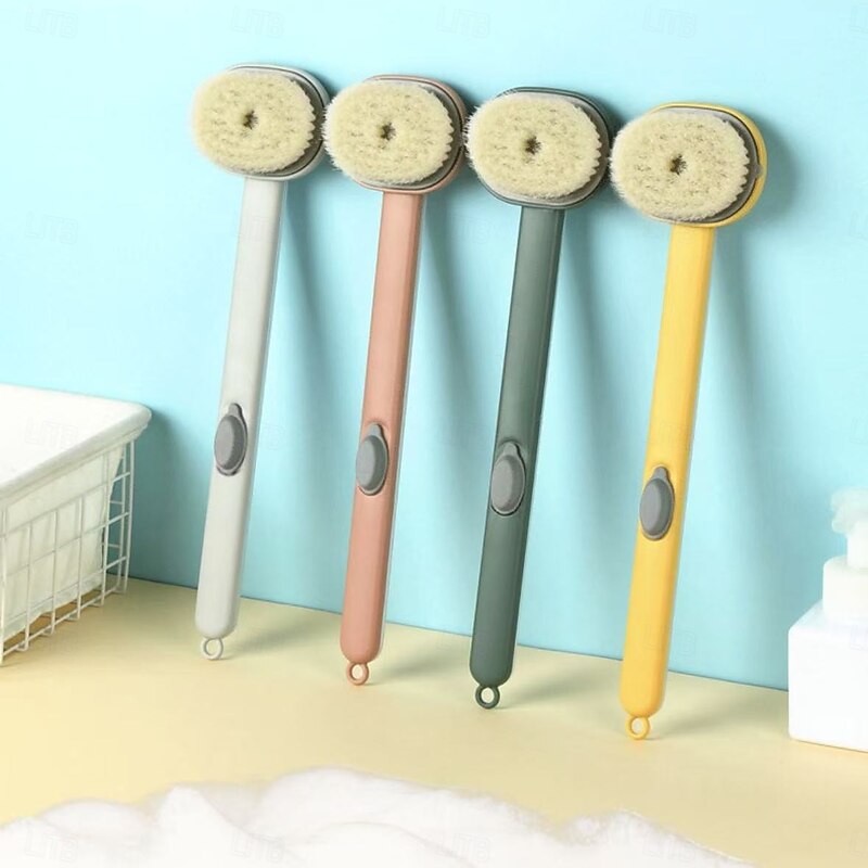 2 Pack Long Handle Bath Massage Cleaning Brush – Soft Bristle Japanese-Style Back Scrubber for Mud Bath & Skin Protection, Durable and Safe Bathroom Accessory