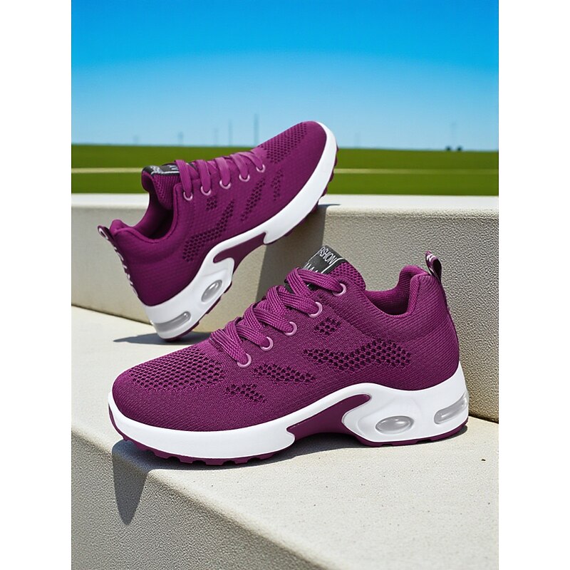 Women's Purple Flyknit Running Shoes – Lightweight Breathable Sport Sneakers for Gym, Jogging, Walking and Everyday Casual Wear4