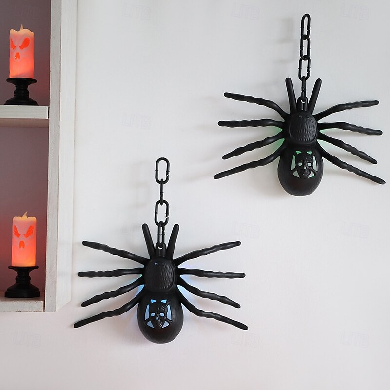 1 Pc Halloween simulation big spider 7 color changing LED luminous decorative light indoor and outdoor restaurant room party prank horror eerie atmosphere light