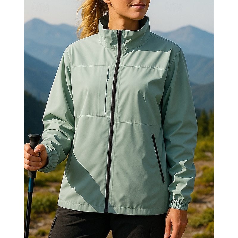 Women's Windbreaker Softshell Jacket Hiking Jacket Outdoor Waterproof Windproof Hiking Outfits Hiking Clothes Spring Autumn / Fall Top Camping / Hiking / Caving Running Solid Color Black White Pink2