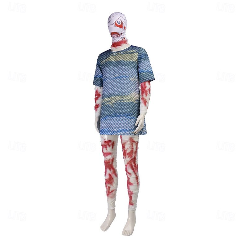 Zombie Halloween Fancy Costume Jumpsuit Mouthwashing Horror Scary Costume Adults' Men's Women's Halloween Carnival Performance Party Easy Halloween Costumes Dress Up4