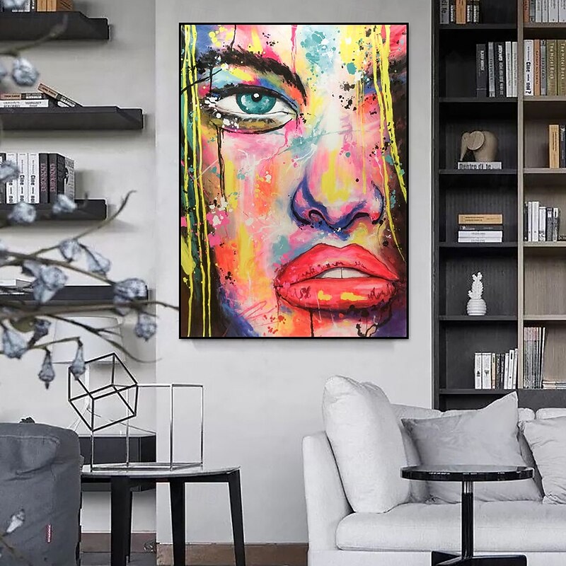 Handmade Oil Painting Canvas Wall Art Decoration Modern Abstract Human Face  for Home Decor Rolled Frameless Unstretched Painting4