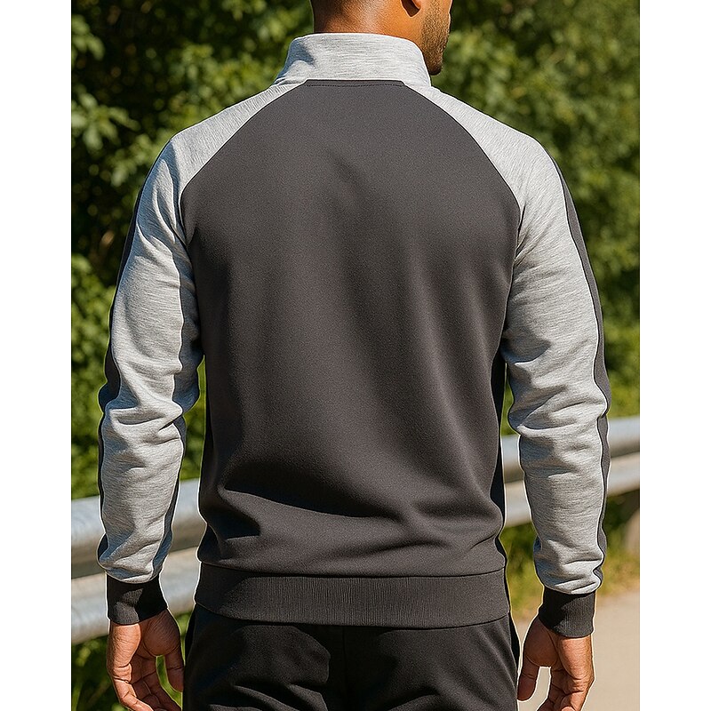 Men's Running Jacket Outdoor Jacket Pocket Hooded Long Sleeve Top Athleisure Patchwork Breathable Gym Workout Running Sportswear Activewear Red Green Gray2