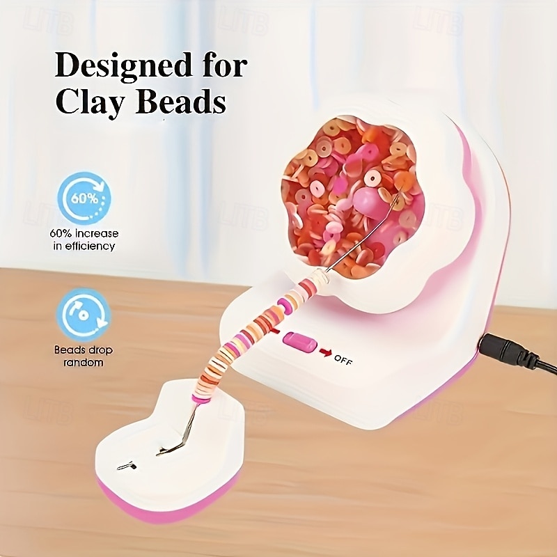 Fully Automatic Bead Rotating Machine Vertical and Horizontal Electric Turntable DIY Professional Rice Bead Tassel Jewelry Making Tool Creative Handmade Bracelet Weaving Kit Perfect Birthday Gift4