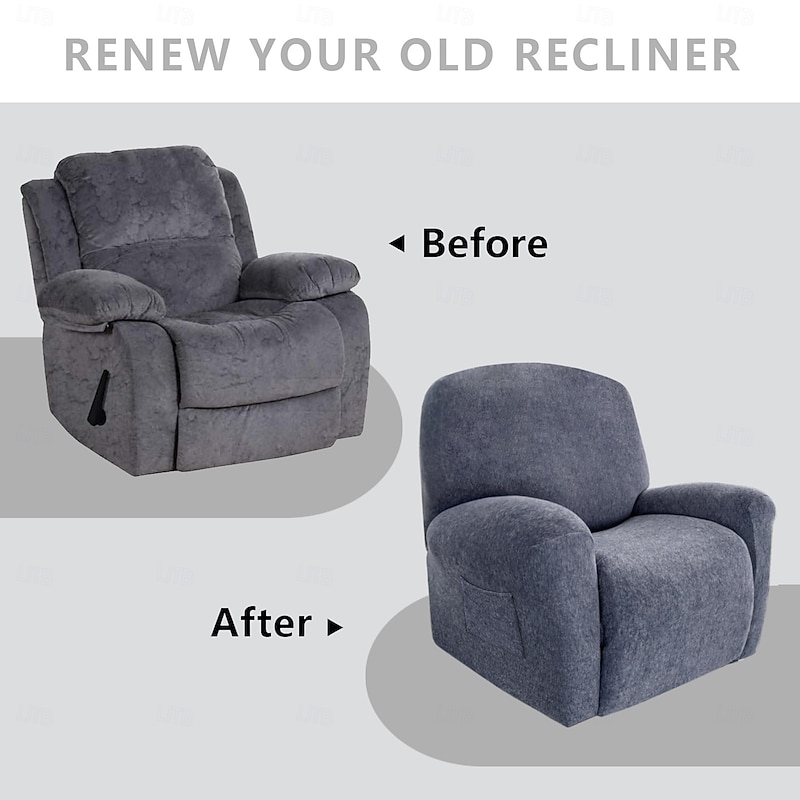 Cationic fabric Recliner Chair Covers Stretch Jacquard Covers for Recliner Chair Recliner Slipcovers for Living Room Soft Recliner Protector with Pocket4