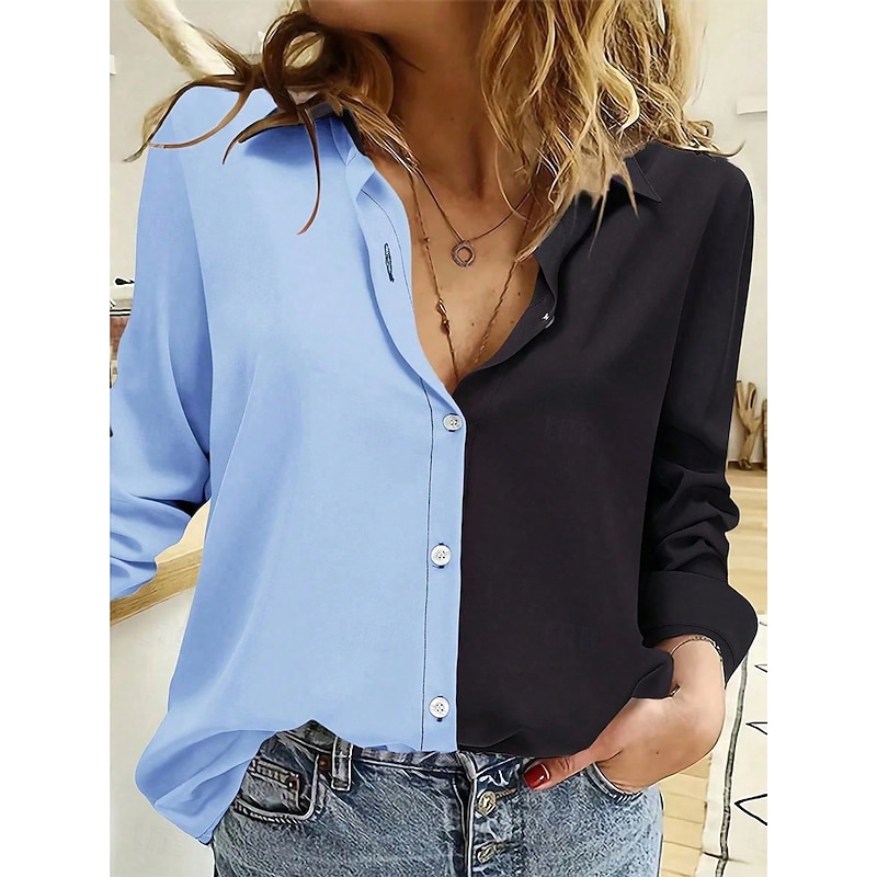 Women's Shirt Button Down Tunic Shirt Collar Long Sleeve Solid Color Vintage Stylish Casual Regular Tops Work Daily s Print Pink Red Blue Purple Green Spring Fall Winter3