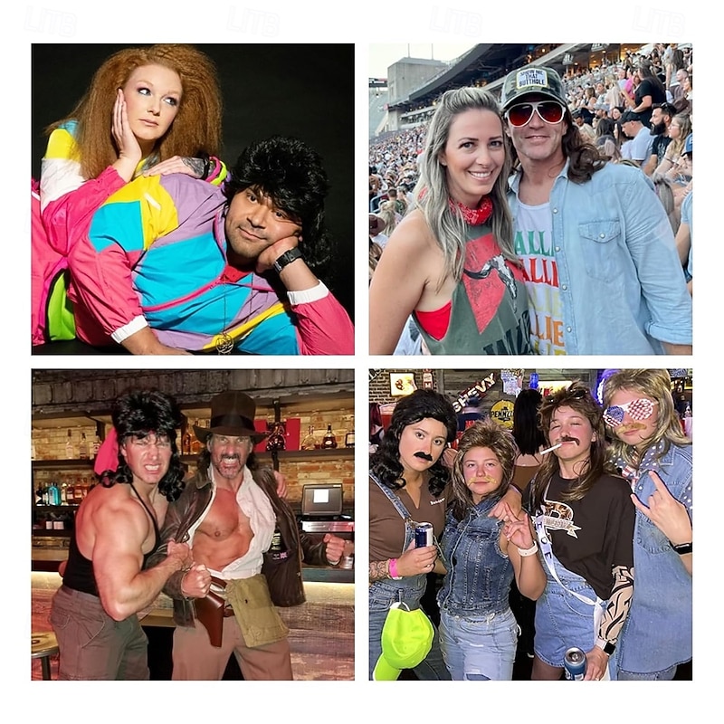 Mullet Wig Men Wigs Joe Dirt Emo Wig 70s 80s Halloween Costumes Punk Rocker Long Wig3